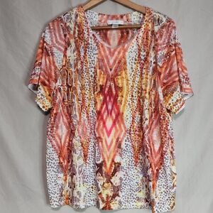 CJ Banks Multicolor Short Sleeve Top